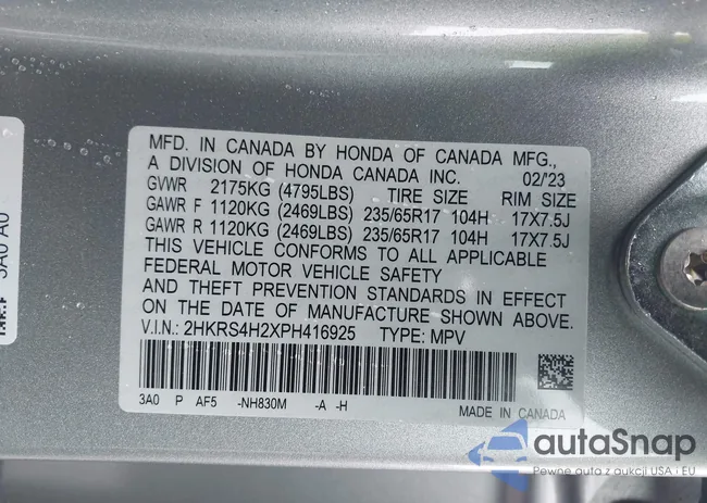 2HKRS4H2XPH416925: 42371212