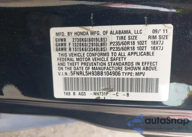 5FNRL5H93BB104906: 42371279