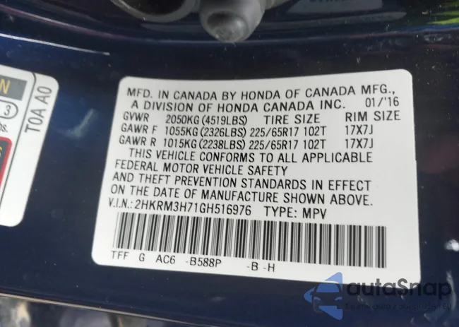 2HKRM3H71GH516976: 42371358