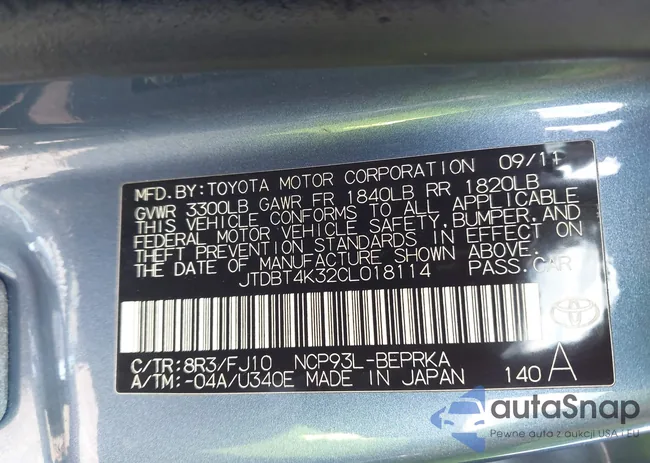 JTDBT4K32CL018114: 42371490