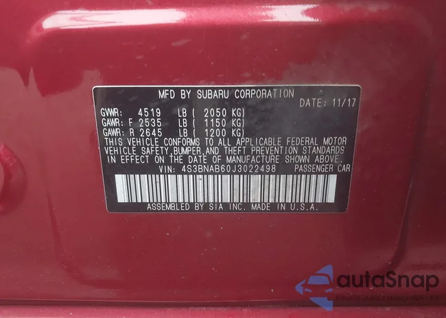 4S3BNAB60J3022498: 42371534