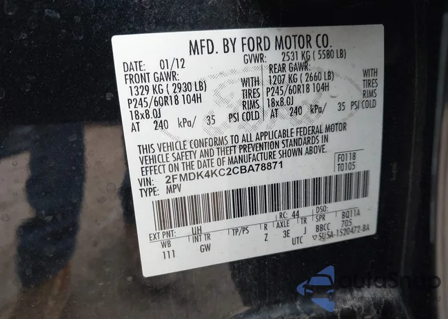 2FMDK4KC2CBA78871: 42371636