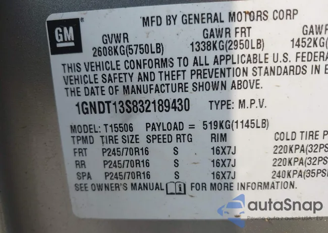 1GNDT13S832189430: 42371680