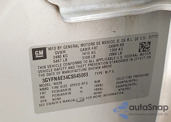 3GYFNAE34CS645083: 42370778