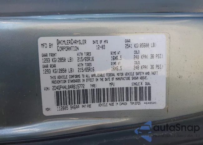 2D4GP44L84R615772: 42370805