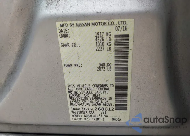 1N4AL3APXGC268612: 42371031