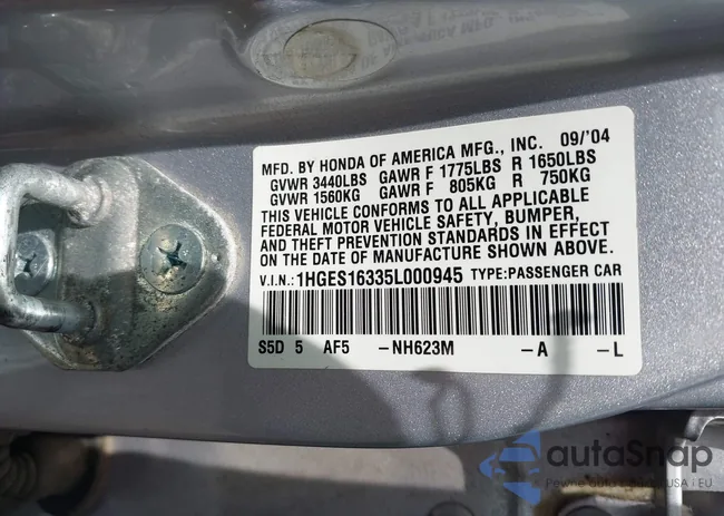 1HGES16335L000945: 42372169