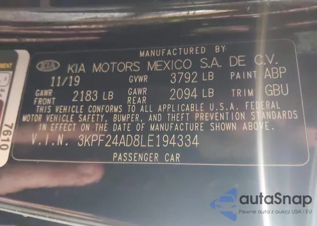 3KPF24AD8LE194334: 42372290