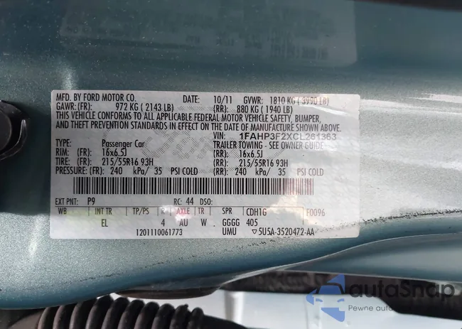 1FAHP3F2XCL261363: 42372433