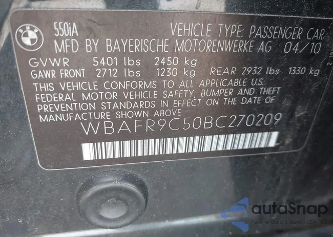 WBAFR9C50BC270209: 42372435