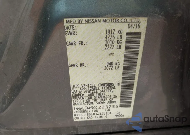 1N4AL3AP5GC223755: 42372572