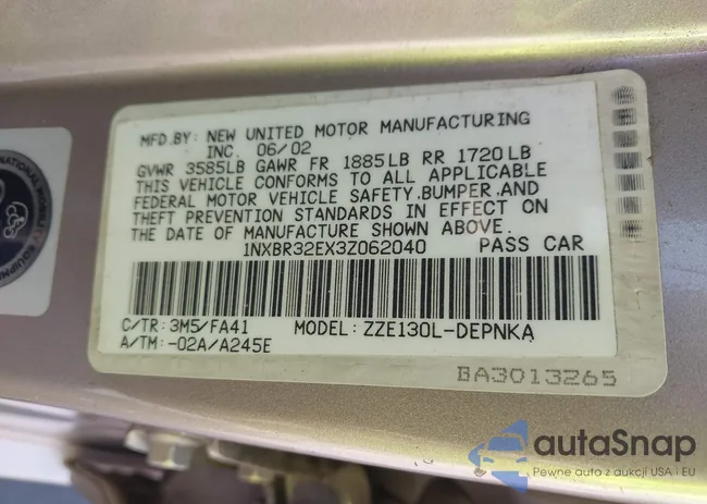 1NXBR32EX3Z062040: 42372688