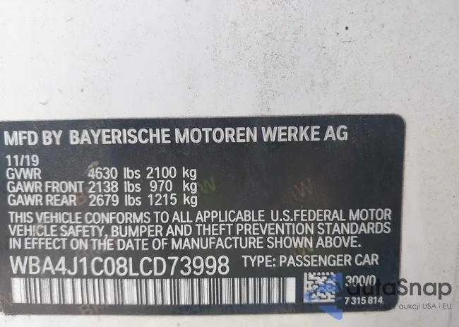 WBA4J1C08LCD73998: 42371876