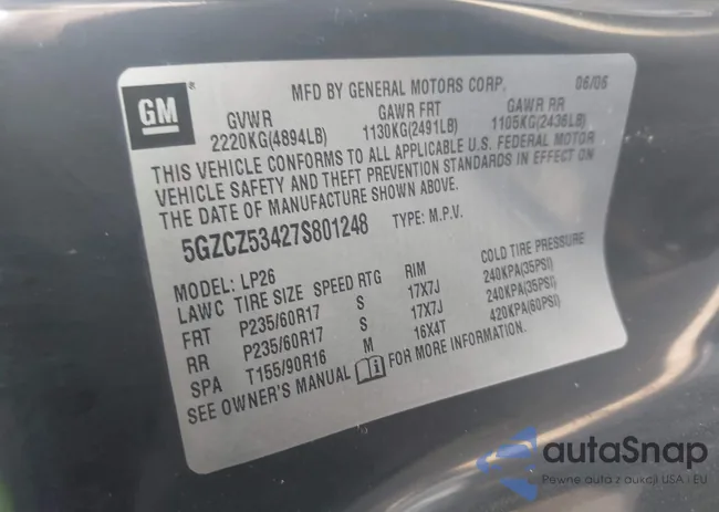 5GZCZ53427S801248: 42373365