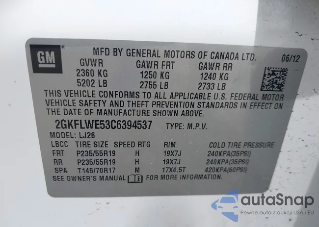 2GKFLWE53C6394537: 42373528