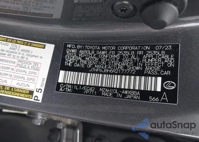 JTHP6JBH6R2177772: 42372720