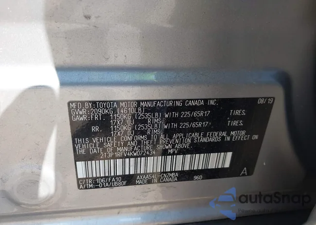 2T3P1RFV4KW072434: 42372812