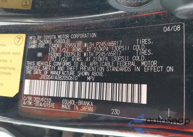 JTEDS41A382050610: 42374229