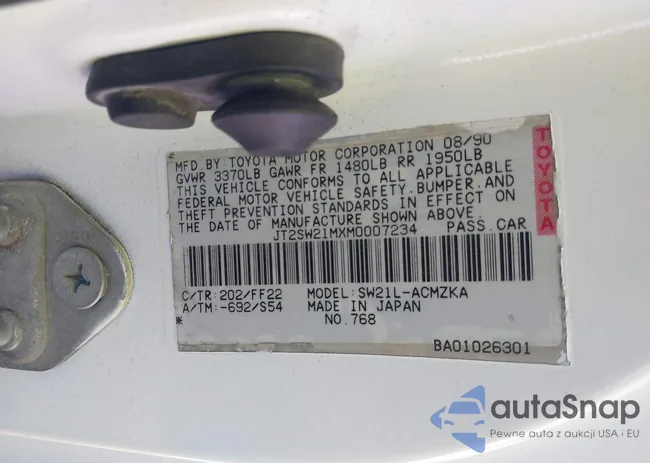 JT2SW21MXM0007234: 42374242