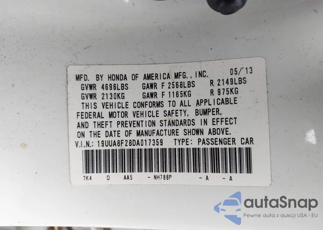 19UUA8F28DA017359: 42374246