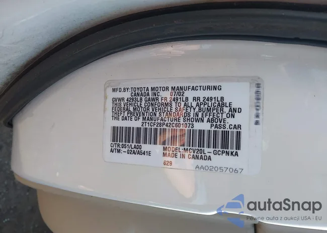 2T1CF28P42C601073: 42374331