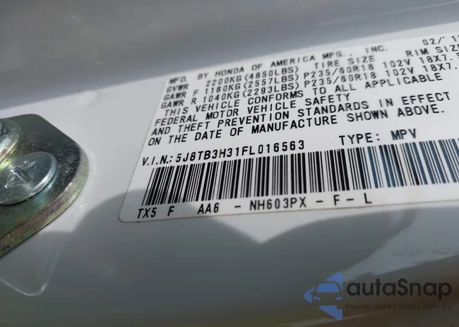 5J8TB3H31FL016563: 42374339