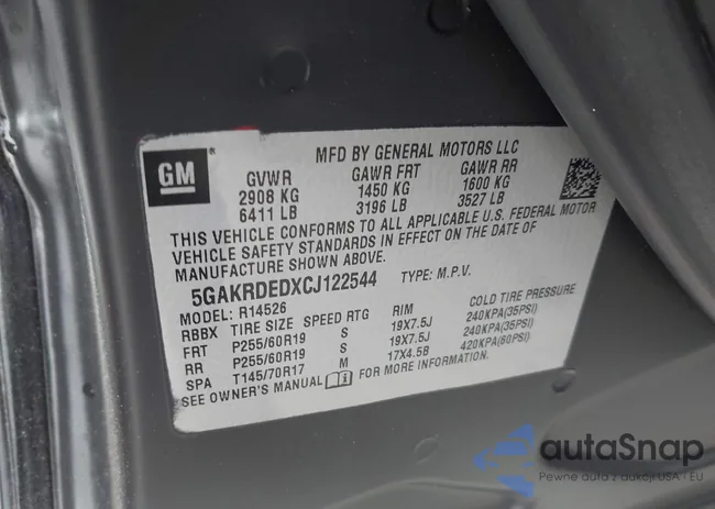 5GAKRDEDXCJ122544: 42373715