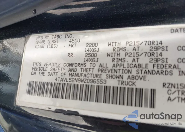 4TAVL52N9WZ096553: 42373729