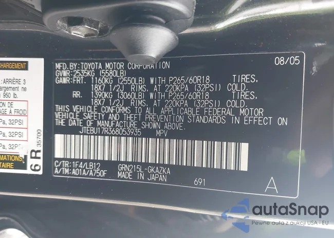 JTEBU17R368053935: 42374005