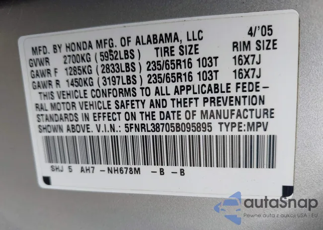 5FNRL38705B095895: 42375349