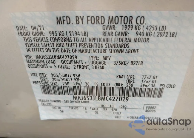 MAJ6S3JL8MC427029: 42375414