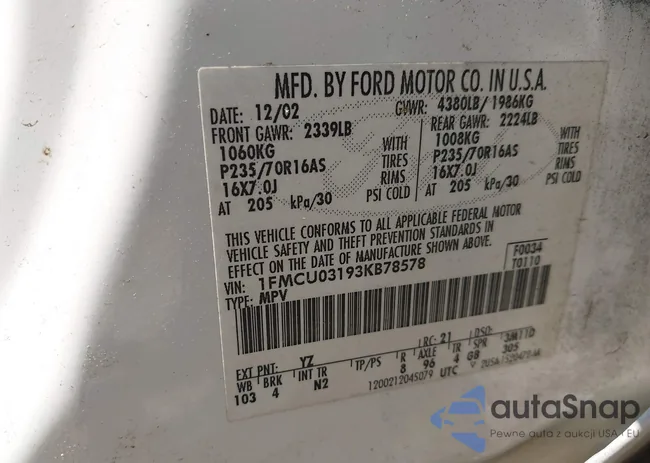 1FMCU03193KB78578: 42375548