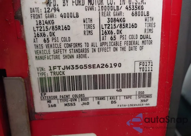 1FTJW35G5SEA26190: 42375588