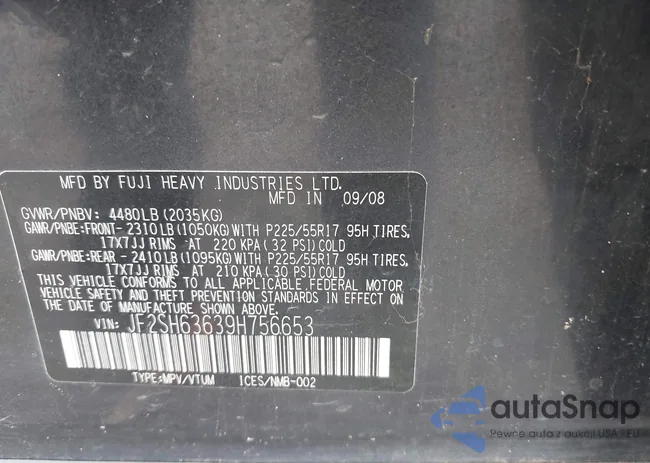 JF2SH63639H756653: 42374743