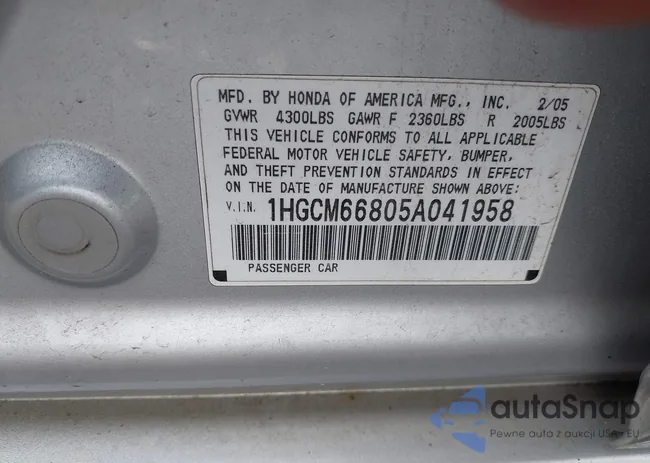 1HGCM66805A041958: 42376083