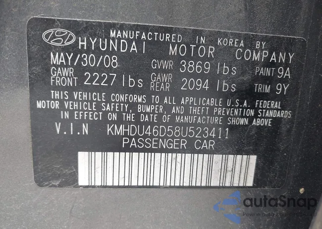 KMHDU46D58U523411: 42376103