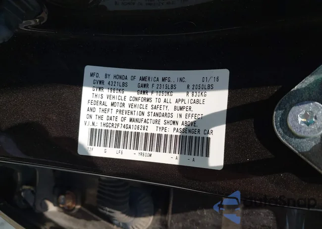 1HGCR2F74GA106282: 42376399