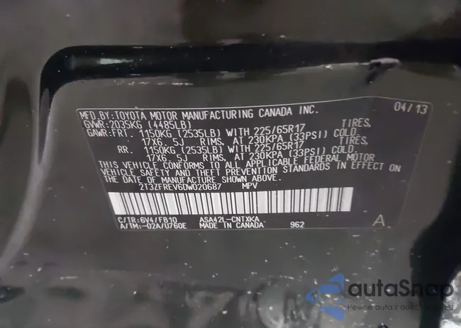 2T3ZFREV6DW020687: 42376423