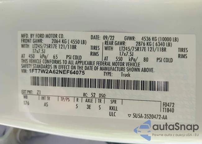 1FT7W2A62NEF64075: 42376452