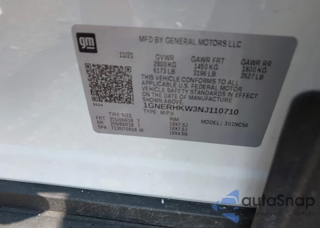 1GNERHKW3NJ110710: 42376558