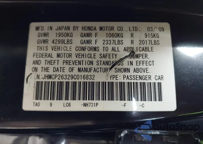 JHMCP26329C016832: 42376586