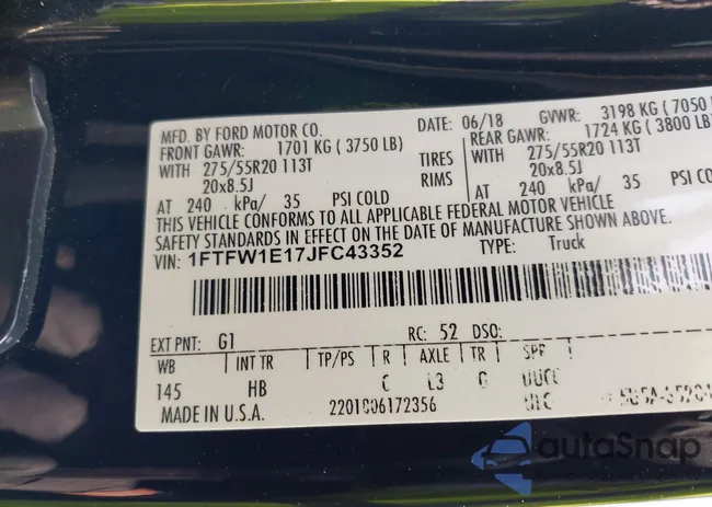 1FTFW1E17JFC43352: 42376594