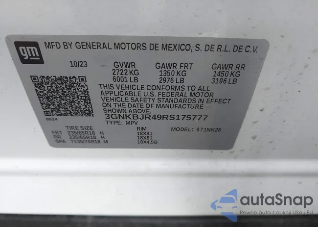 3GNKBJR49RS175777: 42376620