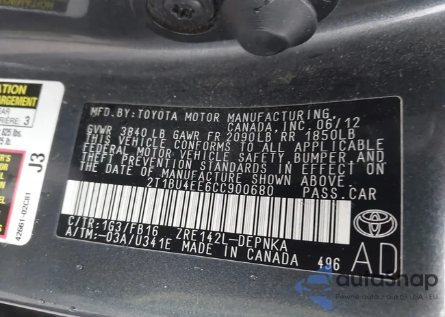 2T1BU4EE6CC900680: 42375808