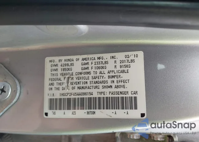 1HGCP2F45AA096154: 42375832