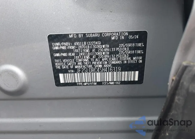 JF2SLDRC4SH416319: 42376011