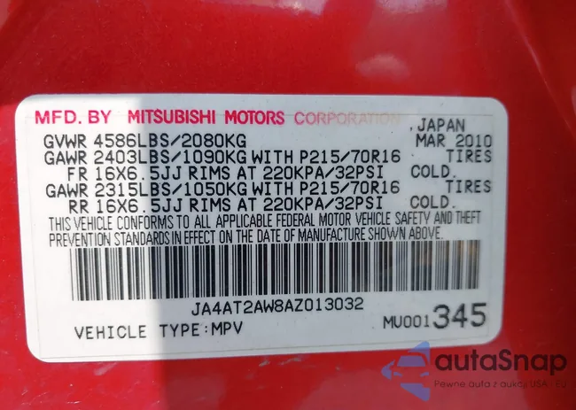 JA4AT2AW8AZ013032: 42377377