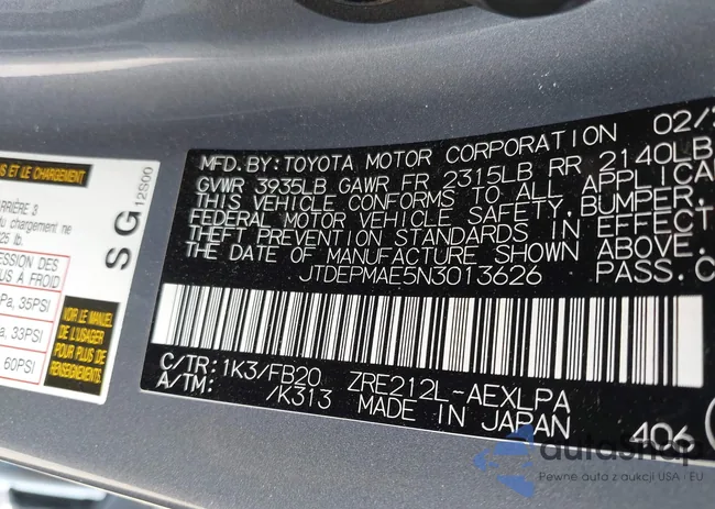 JTDEPMAE5N3013626: 42376695