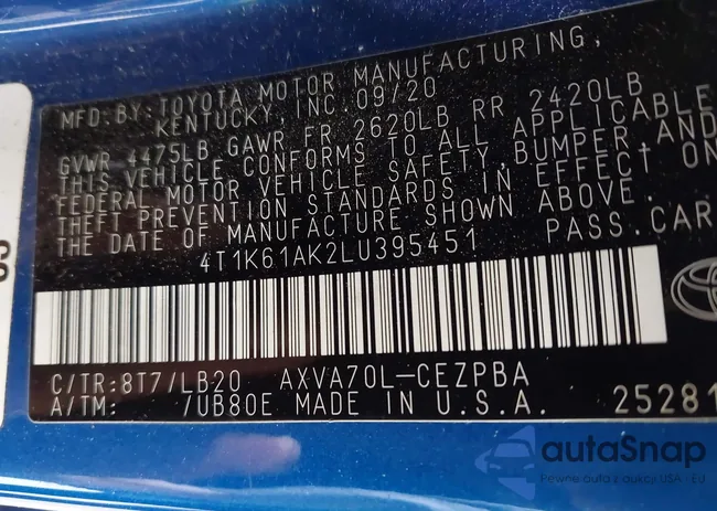 4T1K61AK2LU395451: 42376838