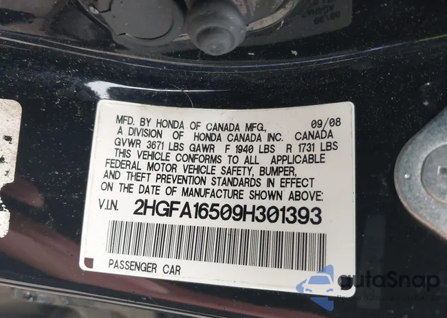 2HGFA16509H301393: 42376944